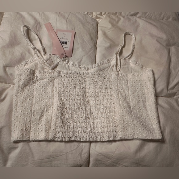 Avec Les Filles White Eyelet Women's Crop Top - NWT - Size S - Picture 4 of 10